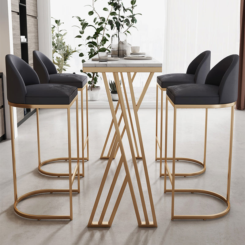 Glam Bar-height Table Faux Marble Top Bistro Pub Table with Gold Base