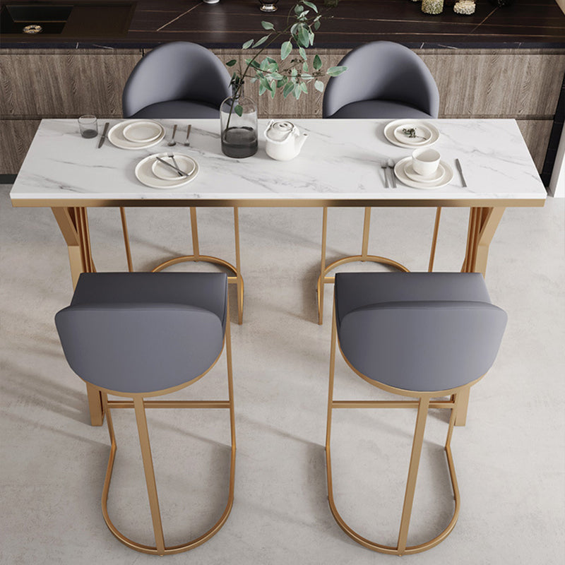 Glam Bar-height Table Faux Marble Top Bistro Pub Table with Gold Base