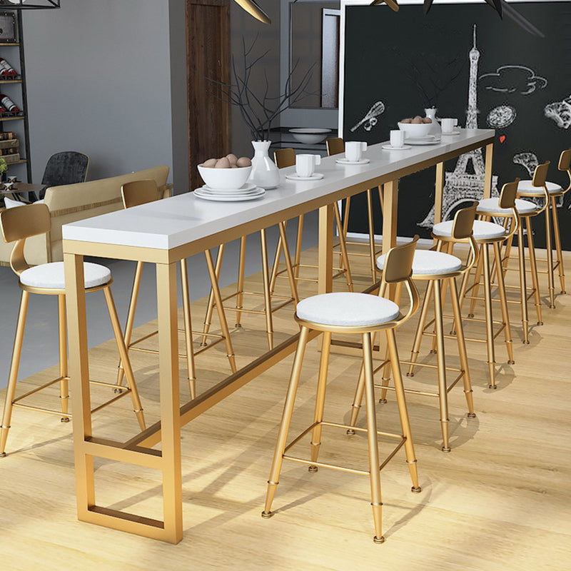 Glam Bar Height Table Solid Wood Top Bistro Pub Table with Gold Base