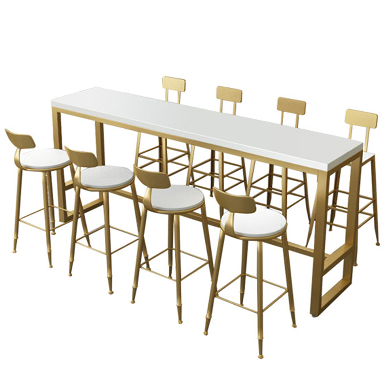 Glam Bar Height Table Solid Wood Top Bistro Pub Table with Gold Base