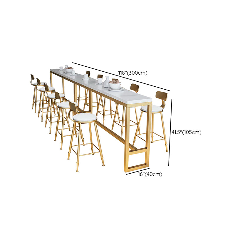 Glam Bar Height Table Solid Wood Top Bistro Pub Table with Gold Base