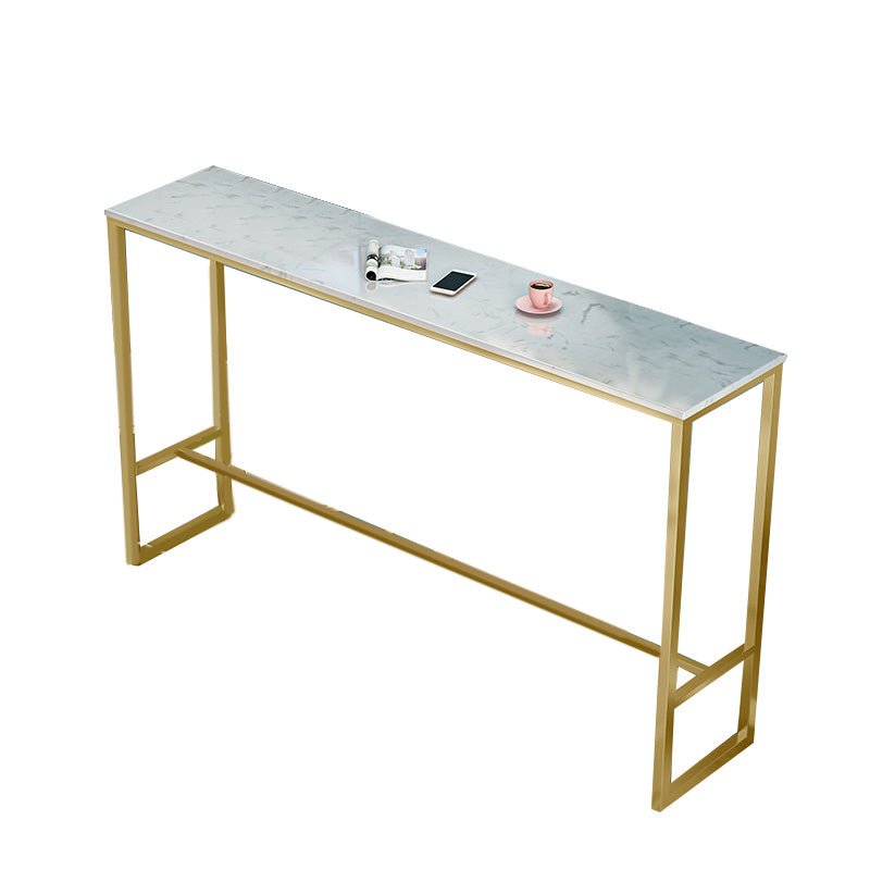 Glam Bar Height Table White Faux Marble Top Bistro Pub Table for Patio Use