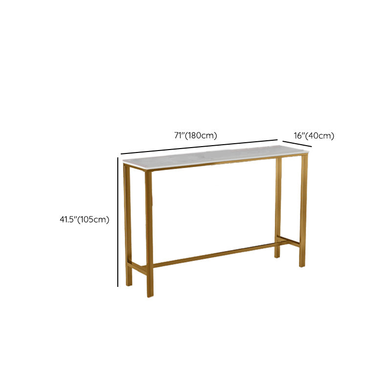 White Faux Marble Top Table Glam Style Bistro Pub Table for Dining Room