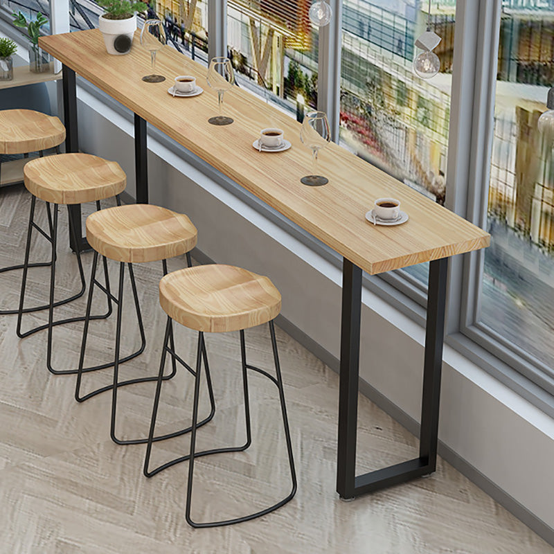 Modern Bar Height Table Solid Wood Top Bistro Pub Table for Living Room
