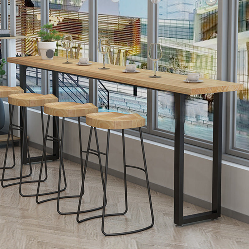 Modern Bar Height Table Solid Wood Top Bistro Pub Table for Living Room