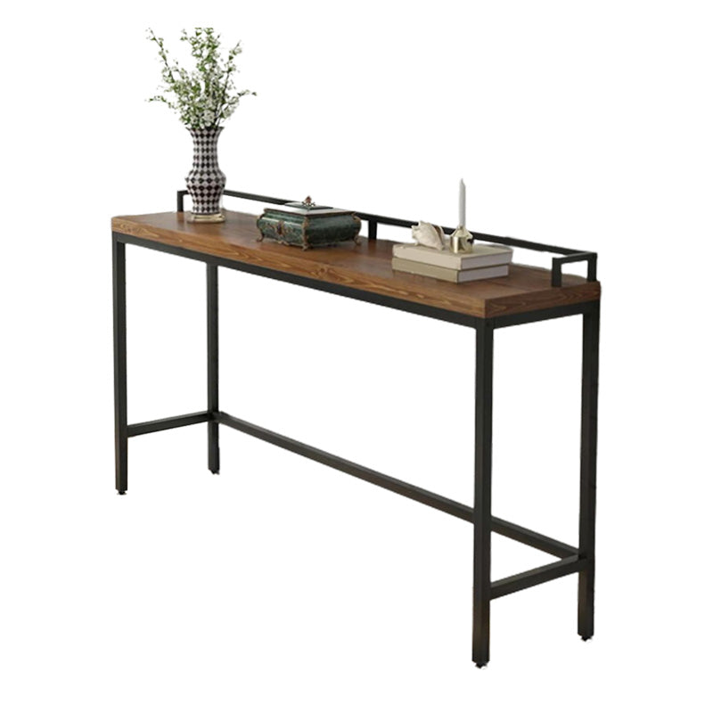Industrial Bar Height Table Solid Wood Top Bistro Pub Table with Metal Legs