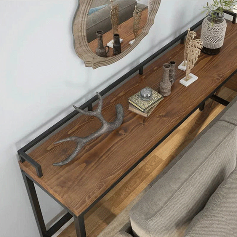 Industrial Bar Height Table Solid Wood Top Bistro Pub Table with Metal Legs