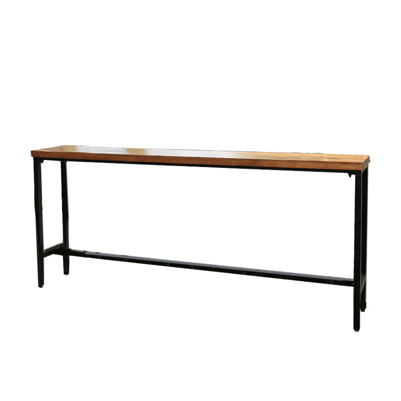 Industrial Bar Height Table Solid Wood Top Bistro Table with Black Base