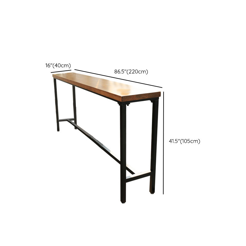 Industrial Bar Height Table Solid Wood Top Bistro Table with Black Base