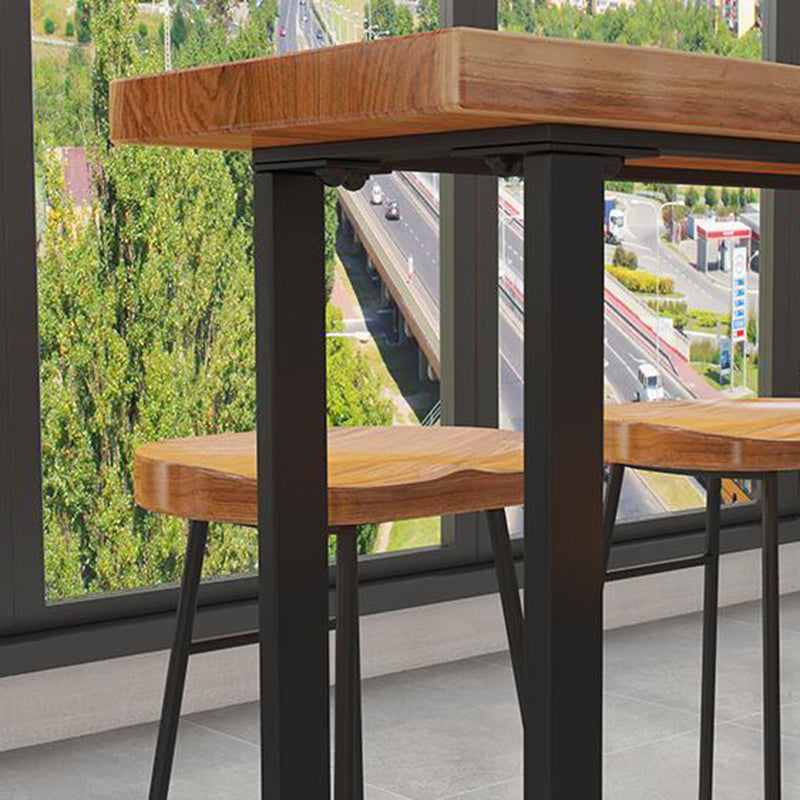 Industrial Bar Height Table Solid Wood Top Bistro Table for Patio Use