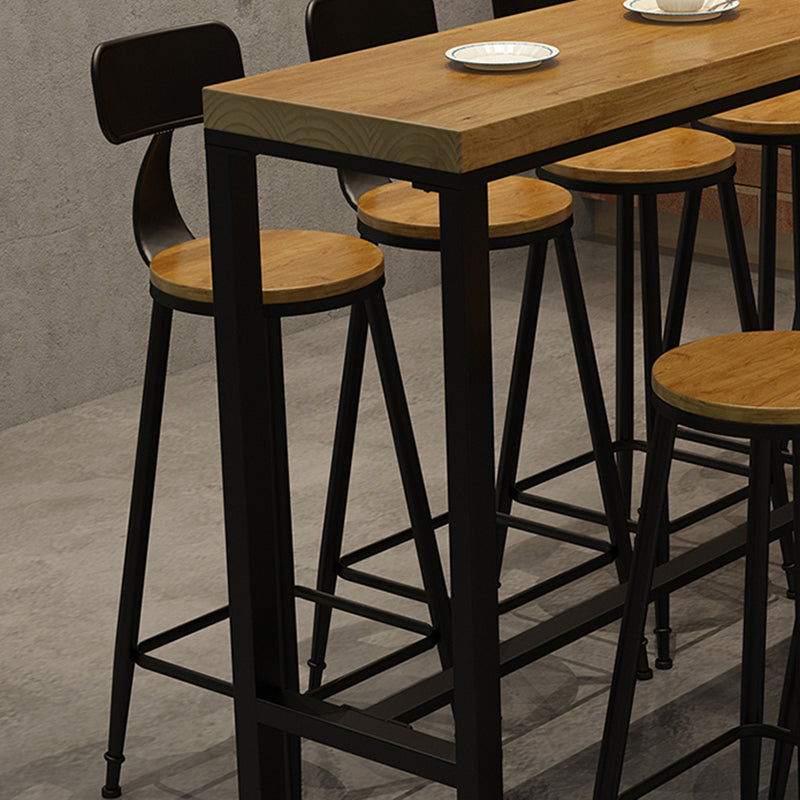 Industrial Bar Height Table Solid Wood Top Bistro Pub Table with Trestle Base
