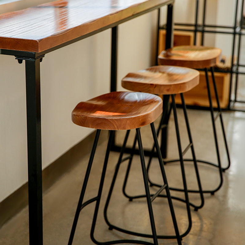 Industrial Bar Height Table Solid Wood Top BistroTable for Patio Use