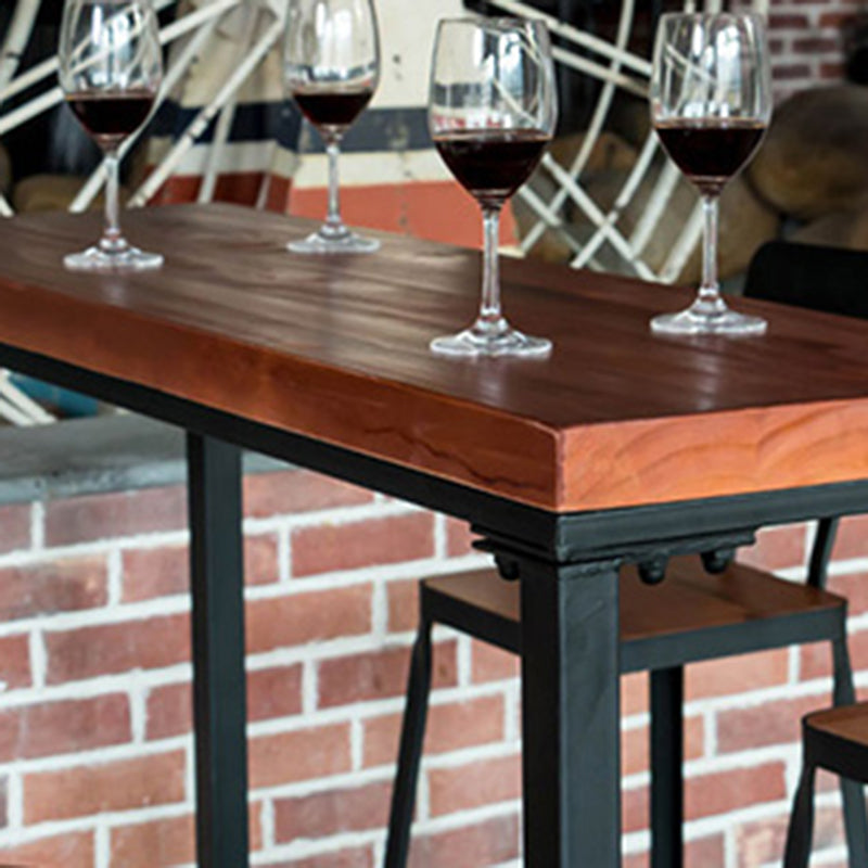 Rectangular Bar Height Table Black Legs and Metal Base Bistro Pub Table