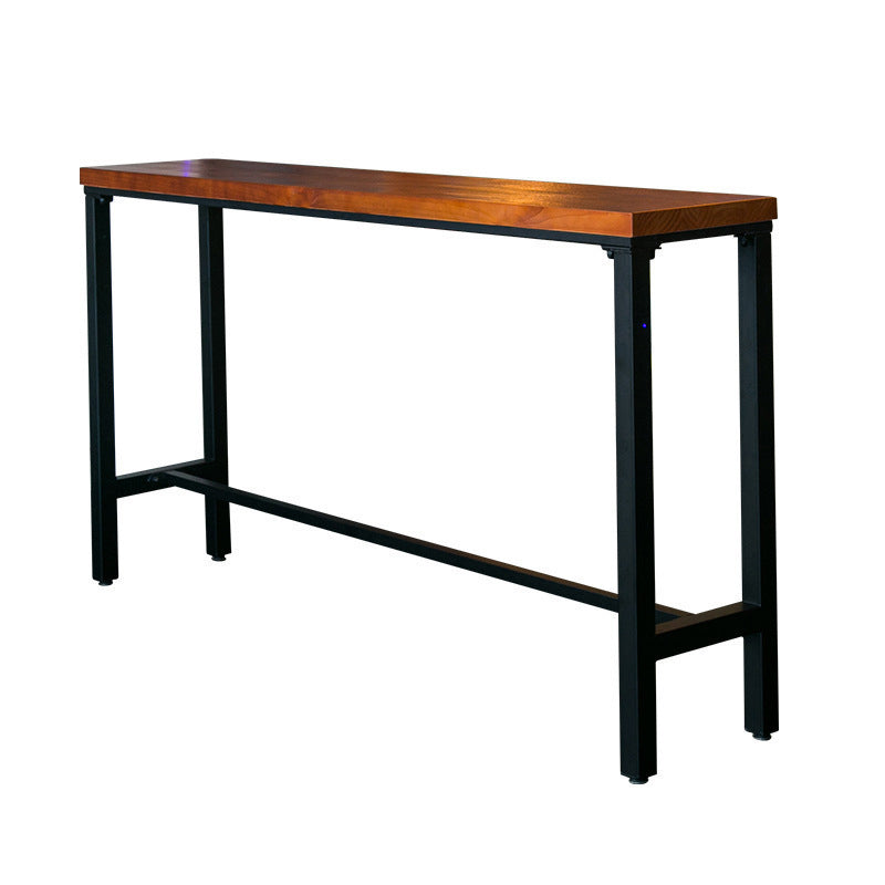Rectangular Bar Height Table Black Legs and Metal Base Bistro Pub Table