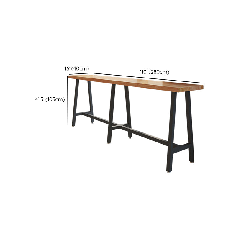 Rectangular Bar Height Table Black Metal Base Bistro Bar Table for Liv