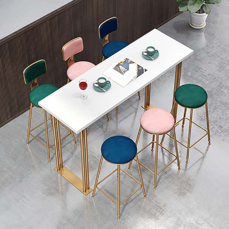 Rectangular Wood Top Table Glam Style Bistro Pub Table for Patio Use