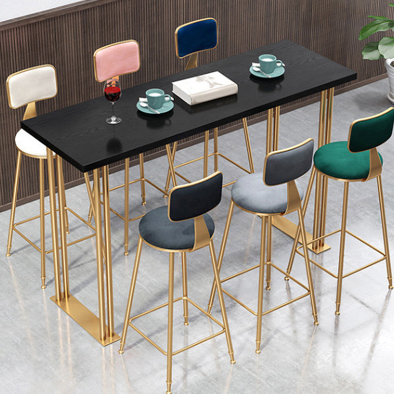 Rectangular Wood Top Table Glam Style Bistro Pub Table for Patio Use