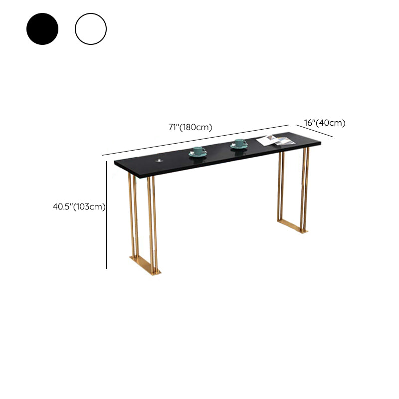 Rectangular Wood Top Table Glam Style Bistro Pub Table for Patio Use