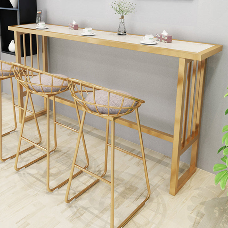 Modern Bar Height Table Faux Marble Top Bistro Table with Gold Base