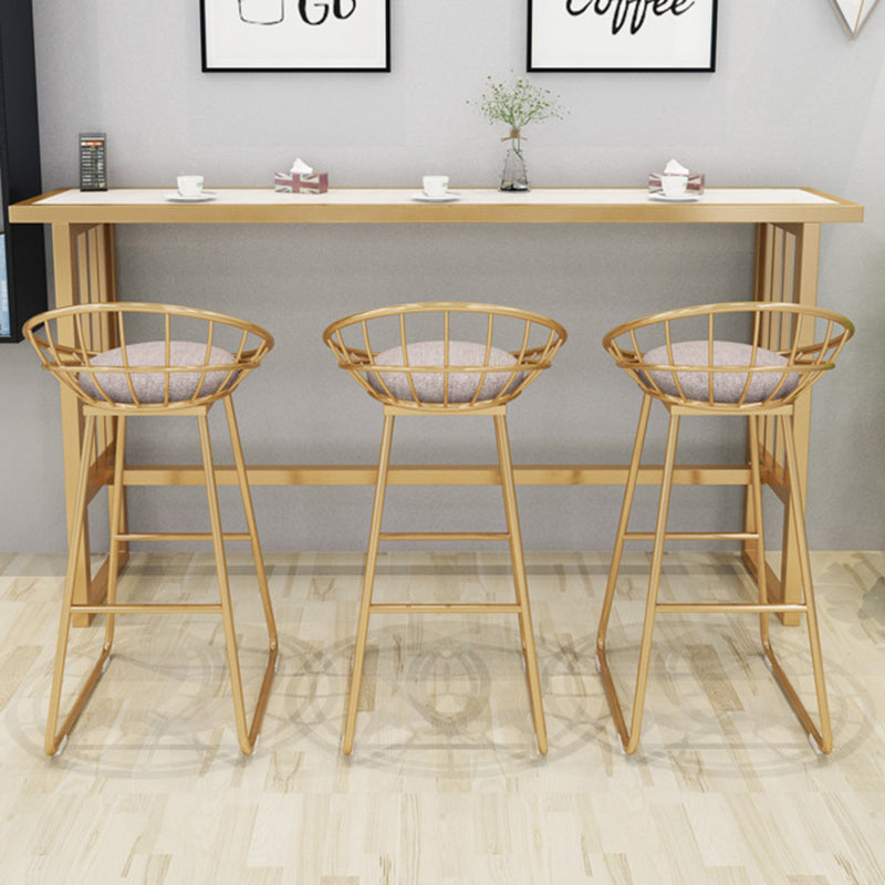 Modern Bar Height Table Faux Marble Top Bistro Table with Gold Base