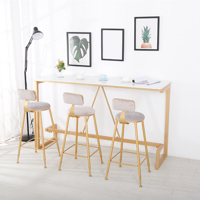 Glam Bar Height Table Faux Marble Top Bistro Bar Table with Gold Base