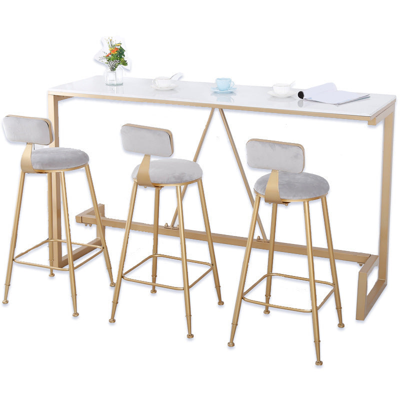 Glam Bar Height Table Faux Marble Top Bistro Bar Table with Gold Base