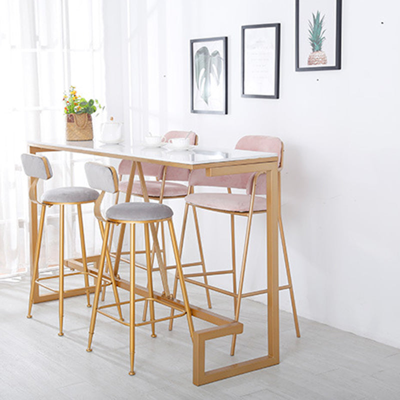 Glam Bar Height Table Faux Marble Top Bistro Bar Table with Gold Base