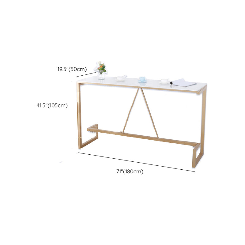 Glam Bar Height Table Faux Marble Top Bistro Bar Table with Gold Base