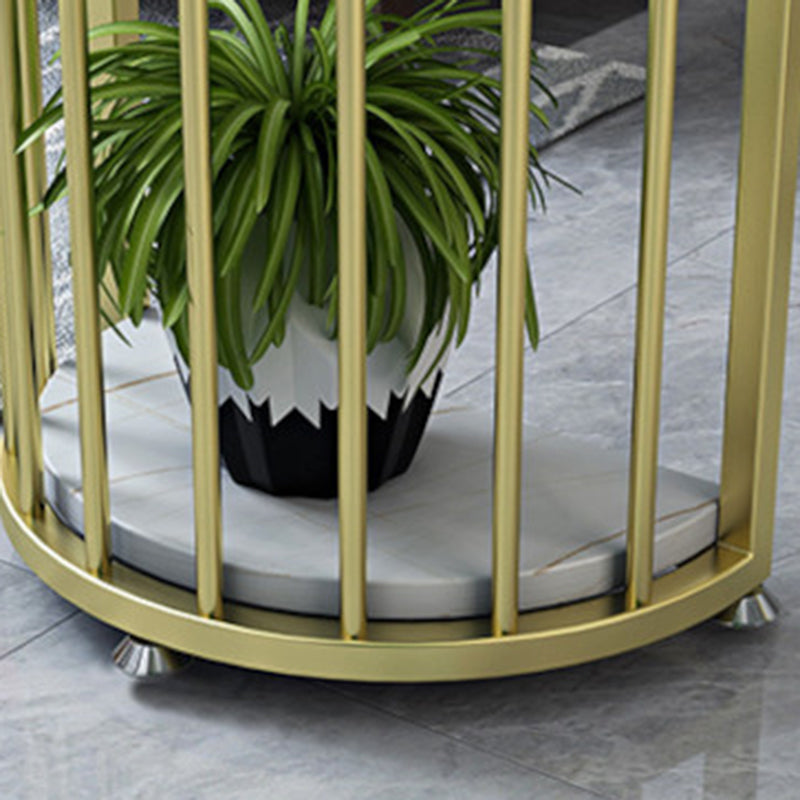 Stone Top Bar Height Table Modern Style Bistro Pub Table with 2 Shelves