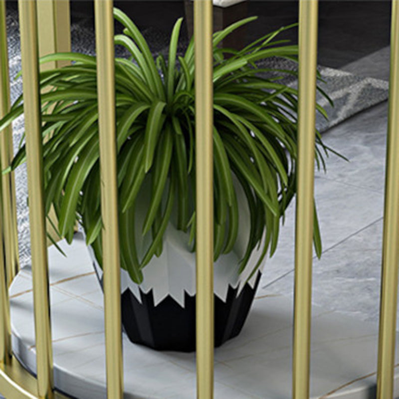 Stone Top Bar Height Table Modern Style Bistro Pub Table with 2 Shelves