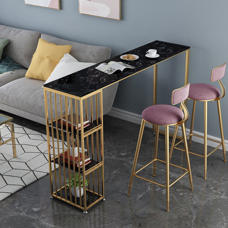 Glam Bar Height Table Faux Marble Top Bistro Pub Table for Patio Use