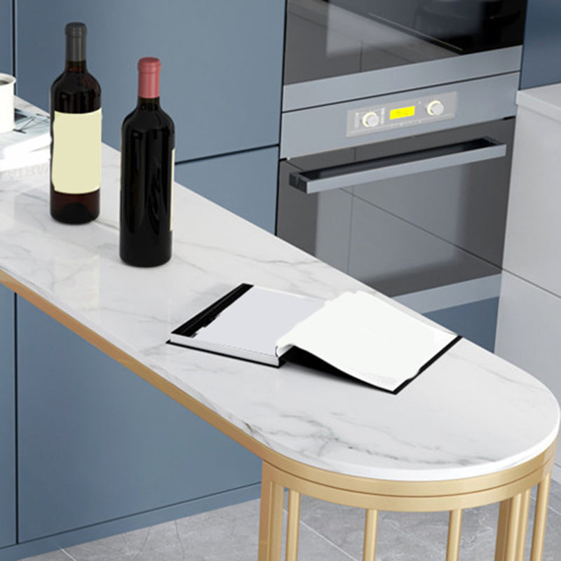 Faux Marble Bar Height Table Modern Style Bistro Pub Table with 2 Shelves