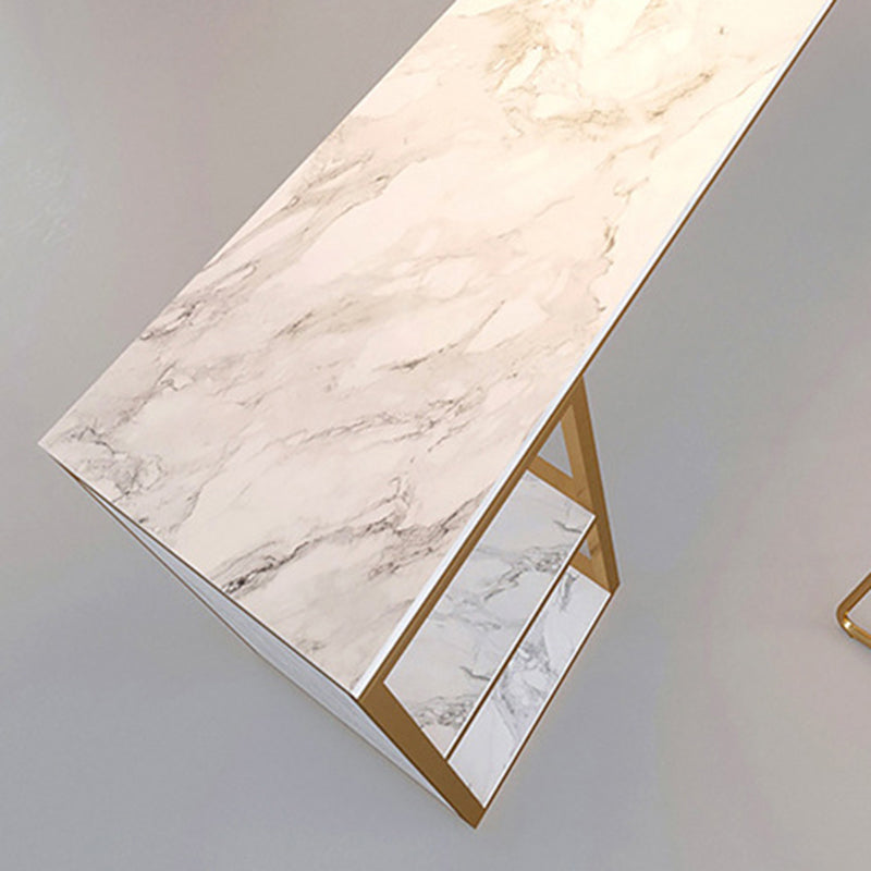 Rectangular Bar Height Table Faux Marble Top Bistro Pub Table for Patio Use