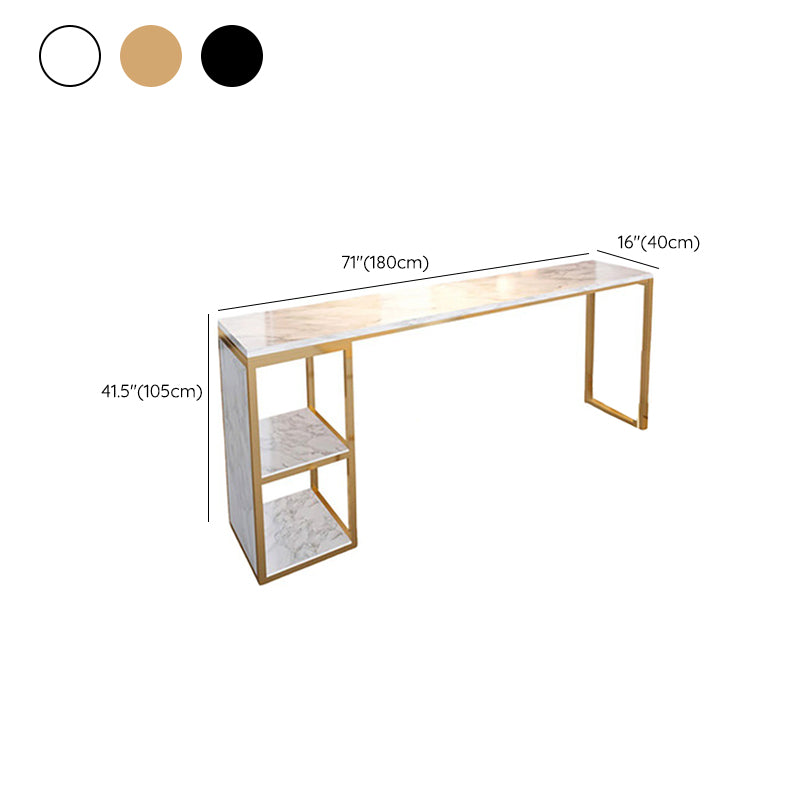 Rectangular Bar Height Table Faux Marble Top Bistro Pub Table for Patio Use