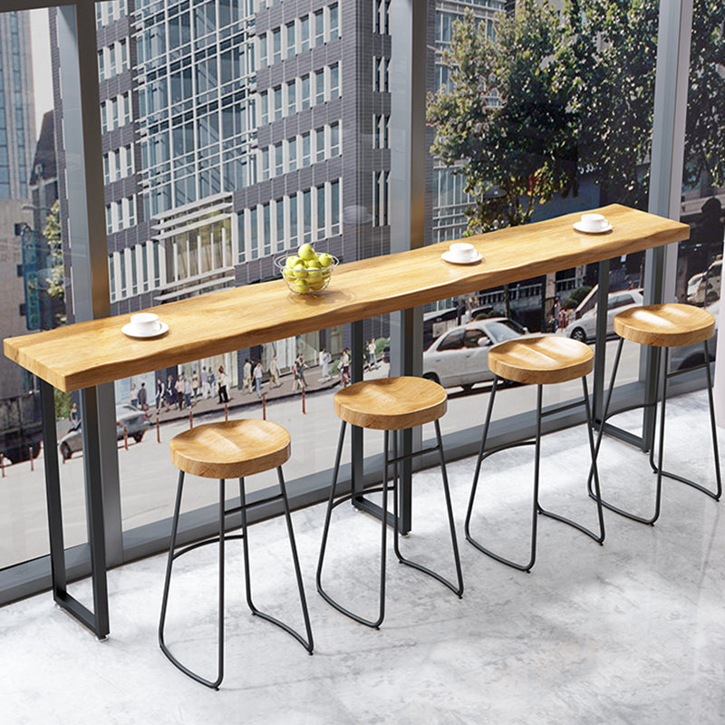 Wood Top Bar Height Table Industrial Style Bistro Pub Table for Patio Use