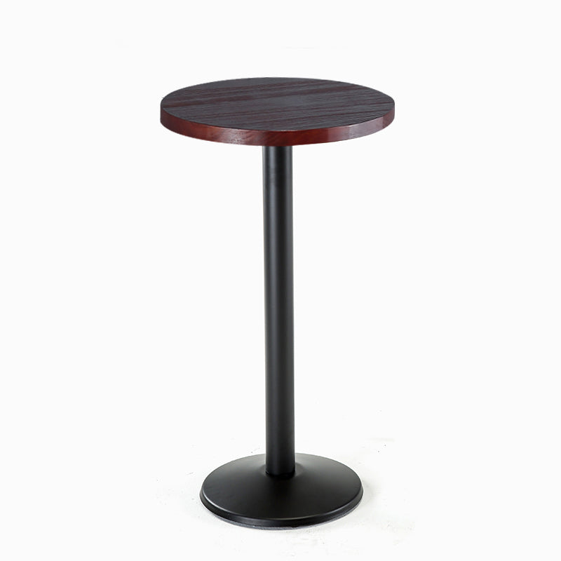 Wood Top Bar Height Table Industrial Style Bistro Pub Table with Metal Base