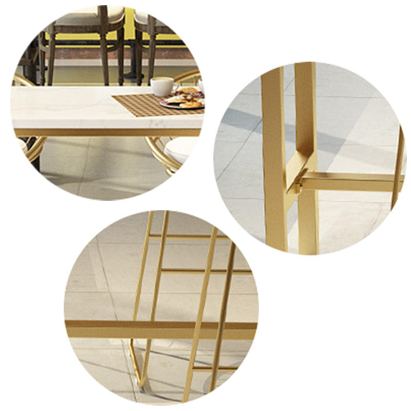 Glam Bar Height Table White Faux Marble Top Bistro Table with Trestle Base