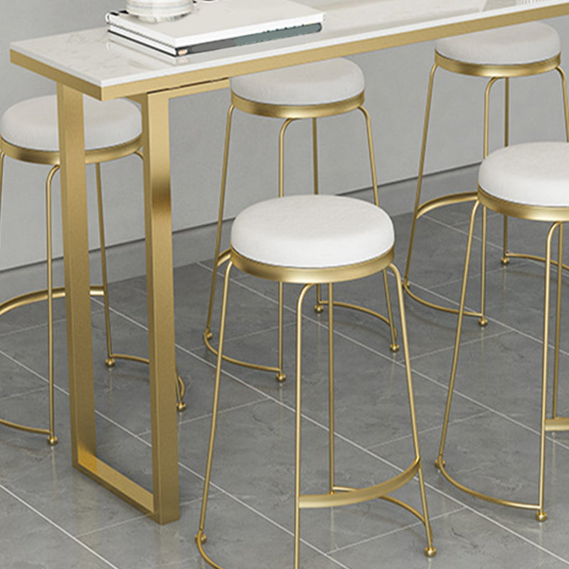 Glam Bar Height Table Faux Marble Top Bistro Table with Sled Base