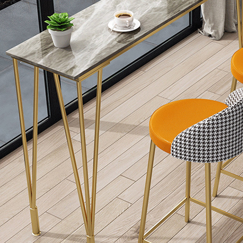 Industrial Bar Height Table Stone Top Bistro Table with Metal Base