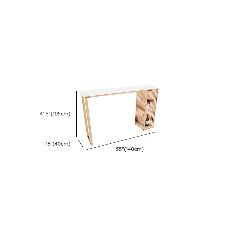 Faux Marble Bar Height Table Modern Style Bistro Table with 2 Shelves