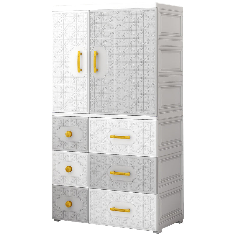 Hinged Wardrobe Armoire with Garment Rod Plastic Wardrobe Closet