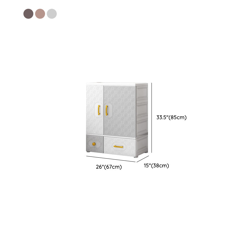 Hinged Wardrobe Armoire with Garment Rod Plastic Wardrobe Closet