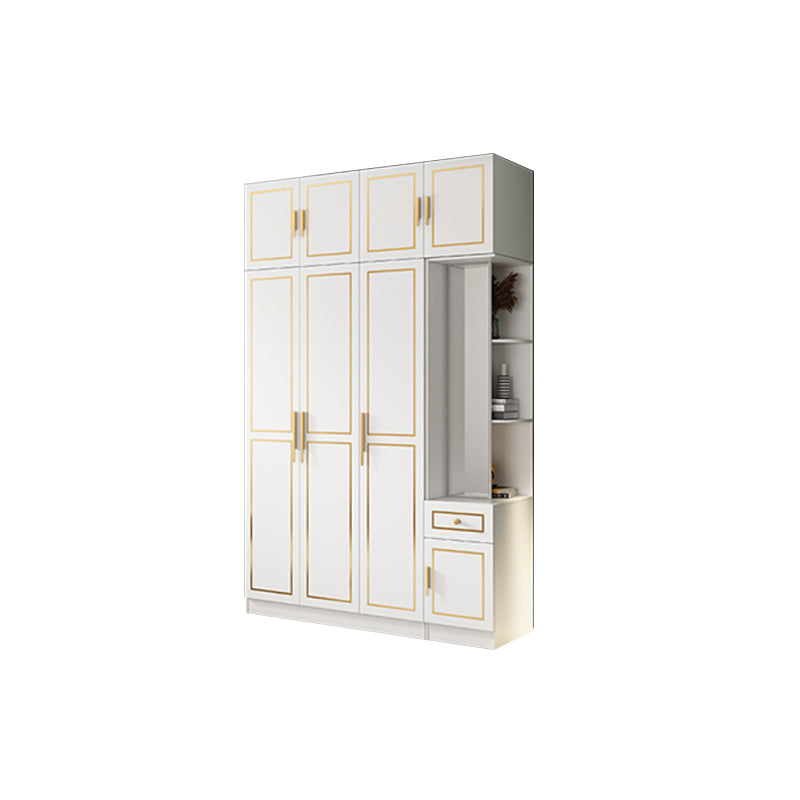 White Engineered Wood Wardrobe Armoire Modern Wardrobe Cabinet