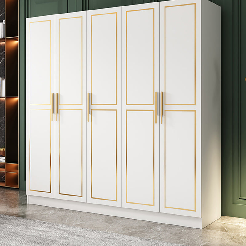 White Engineered Wood Wardrobe Armoire Modern Wardrobe Cabinet