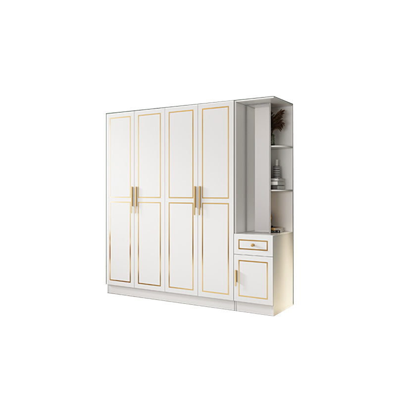 White Engineered Wood Wardrobe Armoire Modern Wardrobe Cabinet