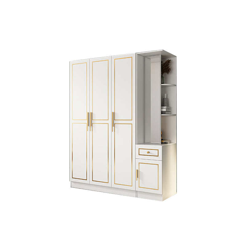 White Engineered Wood Wardrobe Armoire Modern Wardrobe Cabinet