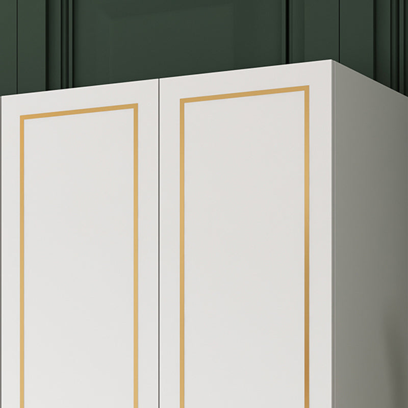 White Engineered Wood Wardrobe Armoire Modern Wardrobe Cabinet