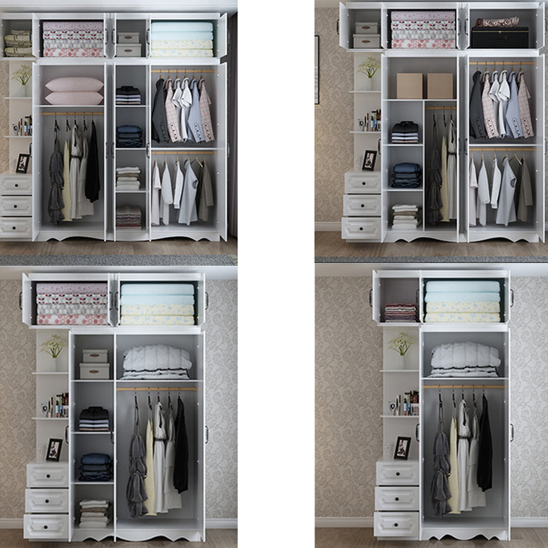 White Engineered Wood Wardrobe Armoire Modern Wardrobe Cabinet