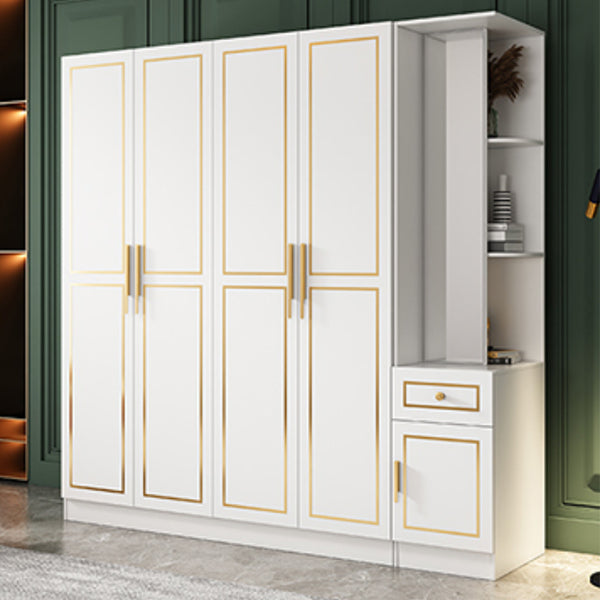 White Engineered Wood Wardrobe Armoire Modern Wardrobe Cabinet