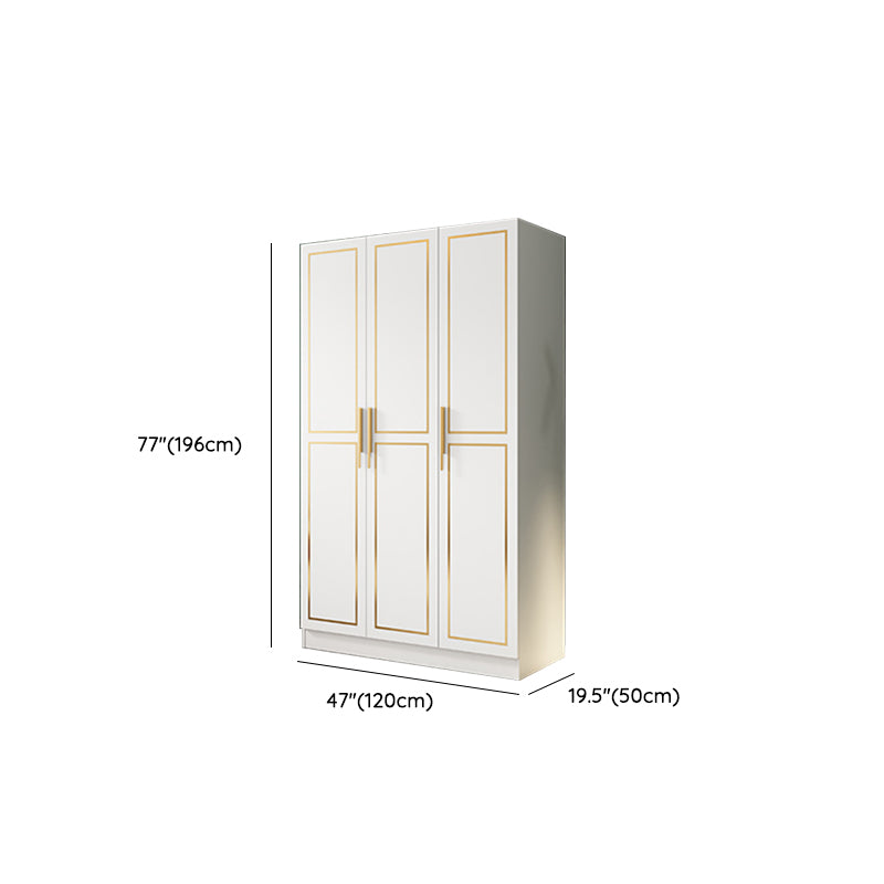 White Engineered Wood Wardrobe Armoire Modern Wardrobe Cabinet
